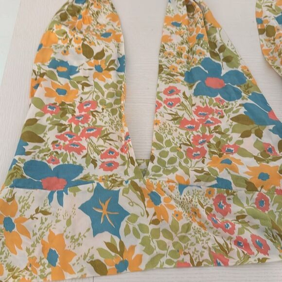With Jean Rendezvous Floral Halter Wrap Top Size Small Boho Festival - Picture 4 of 6